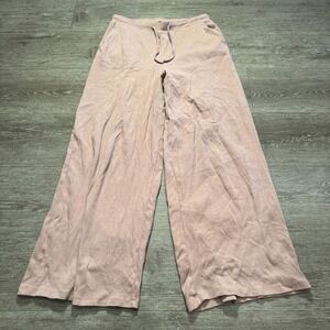 Zara Pants Womens Medium Pink Ribbed Baggy Flat Wide Leg Lounge Casual 26x28